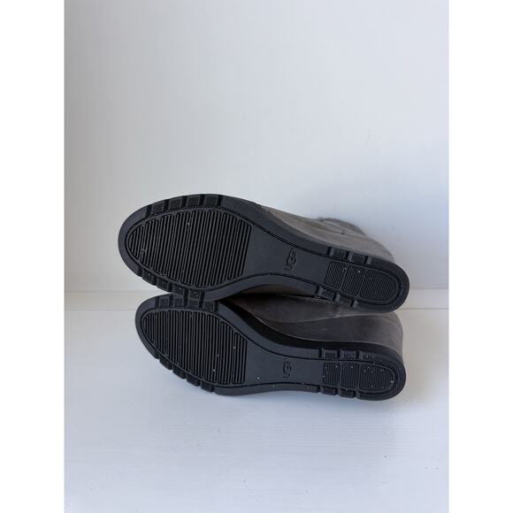 UGG Joely Wedge Boot 1012528 Gray Leather Zip Waterproof Lined Boots Size 7 - Picture 11 of 11